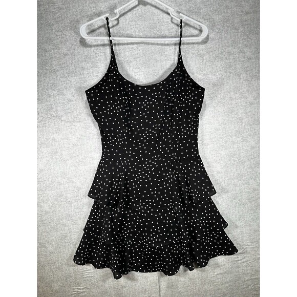 Forever 21 Black Polka Dot Tiered Mini Dress Size Small - Picture 1 of 6